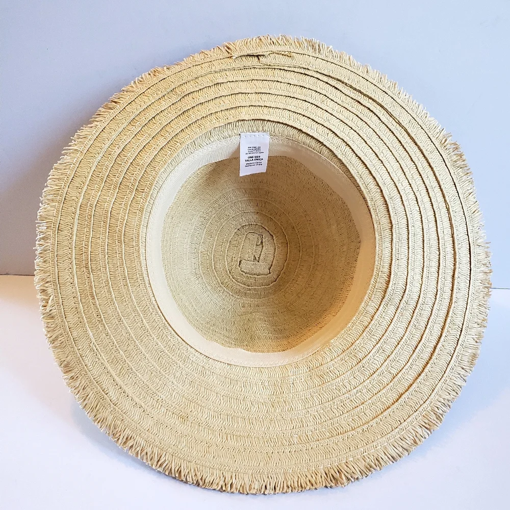 Tan and Green Wide-Brimmed Hat with Colorful Accents